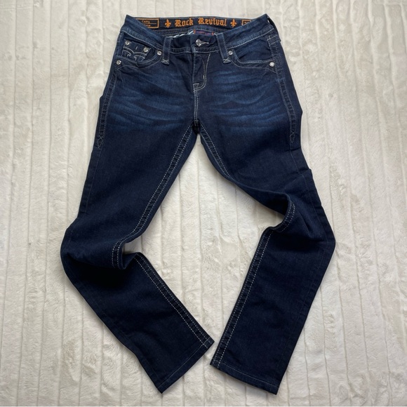 Rock Revival Jessica Curvy Mid Rise Sz 26 Womens Skinny Embellished Rhinestone - Picture 13 of 15